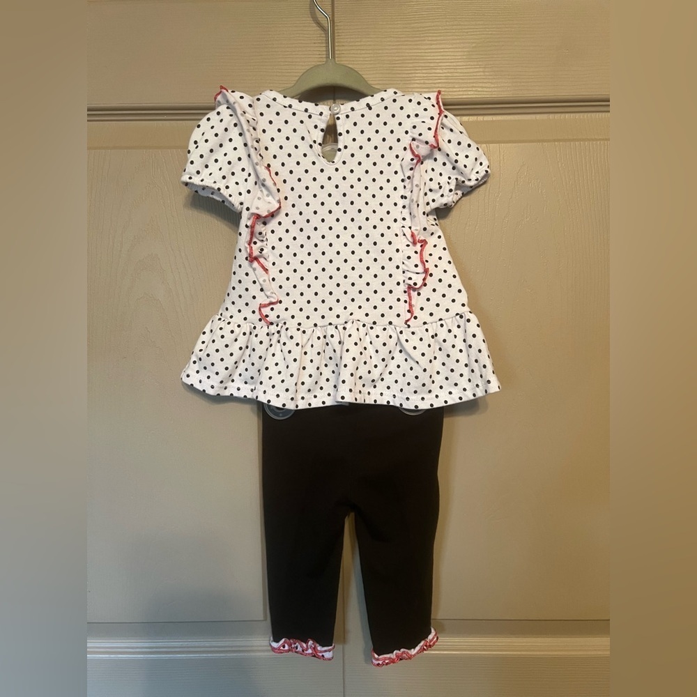 Disney NWOT Baby White and Black Polka Dot Outfit - Picture 2 of 8